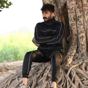 Black With White Lining Track Suit For Men